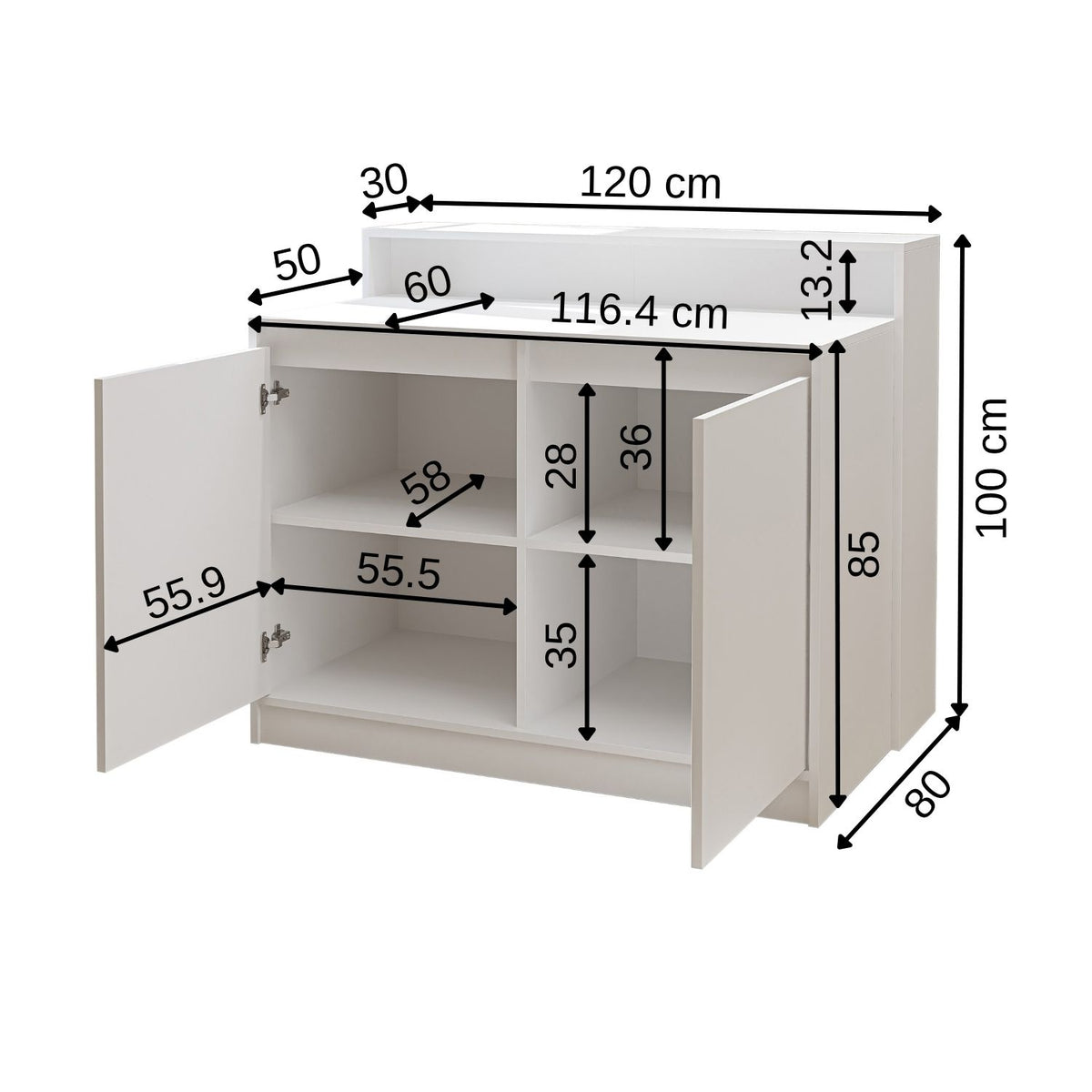 Roomart Kücheninsel CORTADO, 120 cm, moderner Bartisch mit Stauraum, in 4 Farben