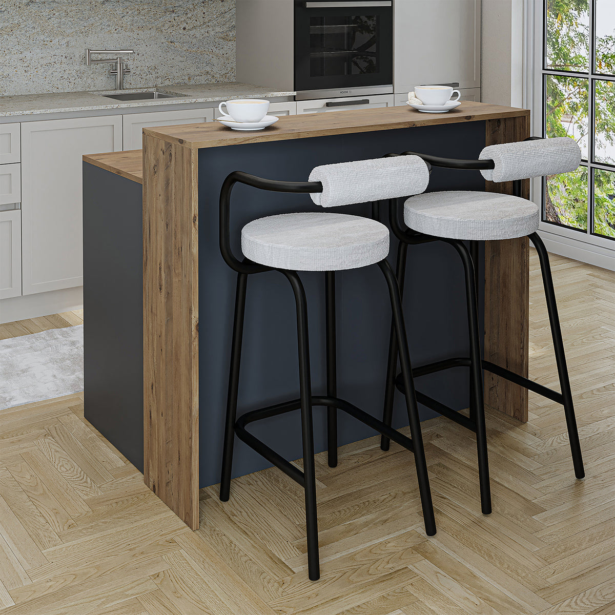 Roomart Kücheninsel CORTADO, 120 cm, moderner Bartisch mit Stauraum, in 4 Farben