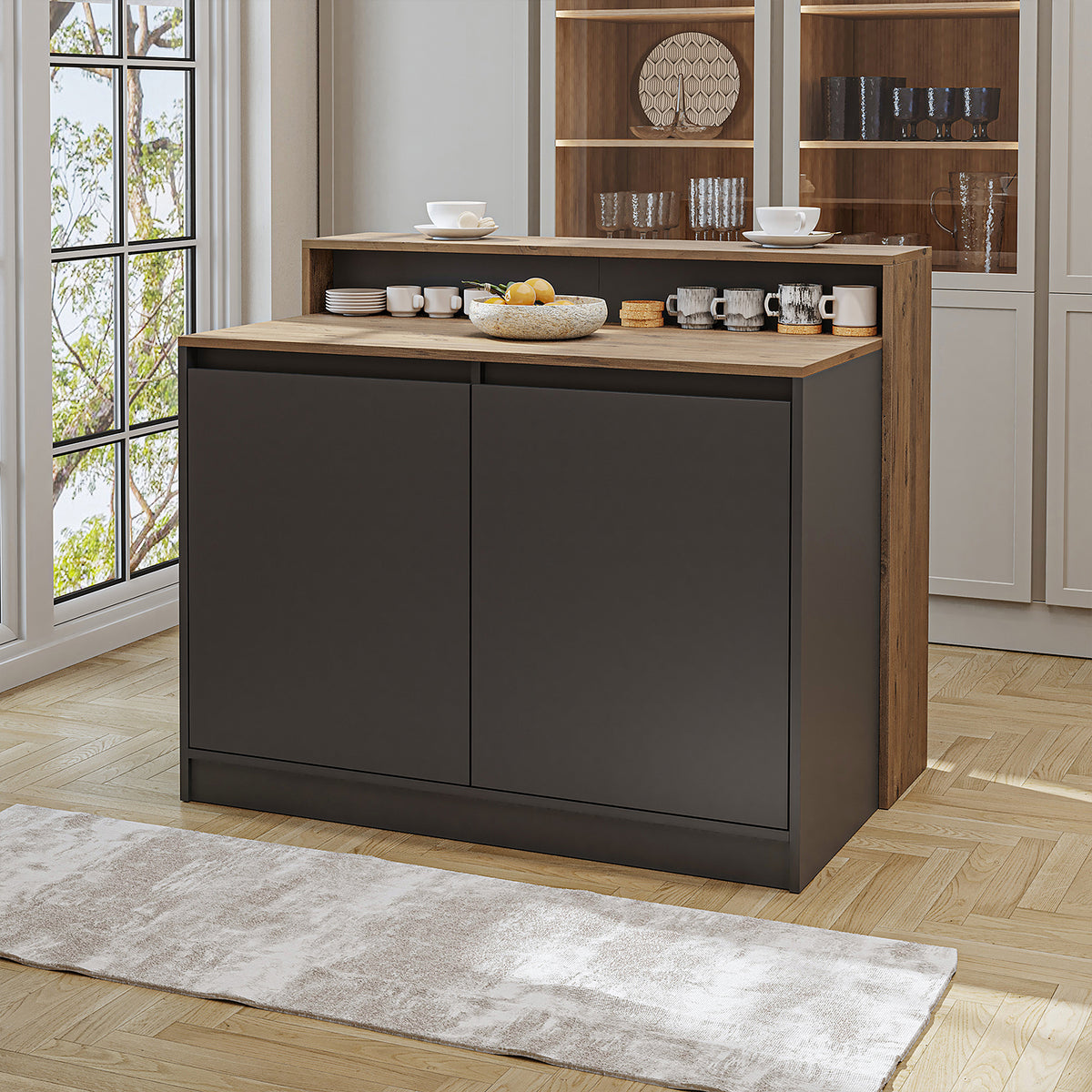 Roomart Kücheninsel CORTADO, 120 cm, moderner Bartisch mit Stauraum, in 4 Farben