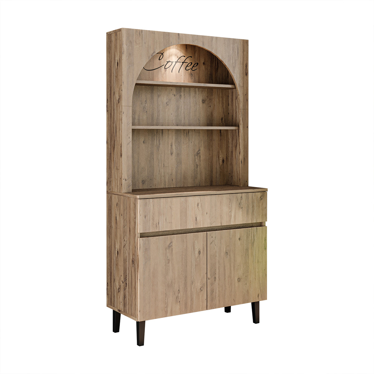 Roomart Küchenschrank VENEDIK – Buffet- & Mehrzweckschrank mit Schublade, Türen & Verstellbare Ablagen – Mikrowellenschrank, Aufbewahrungsschrank für Küche, Esszimmer, Wohnzimmer – 90 x 179 x 42 cm – in 4 Farben – Modern & Multifunktional