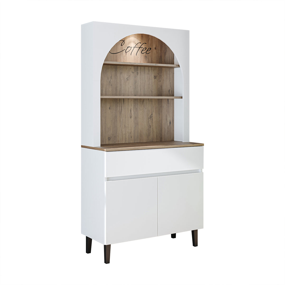Roomart Küchenschrank VENEDIK – Buffet- & Mehrzweckschrank mit Schublade, Türen & Verstellbare Ablagen – Mikrowellenschrank, Aufbewahrungsschrank für Küche, Esszimmer, Wohnzimmer – 90 x 179 x 42 cm – in 4 Farben – Modern & Multifunktional