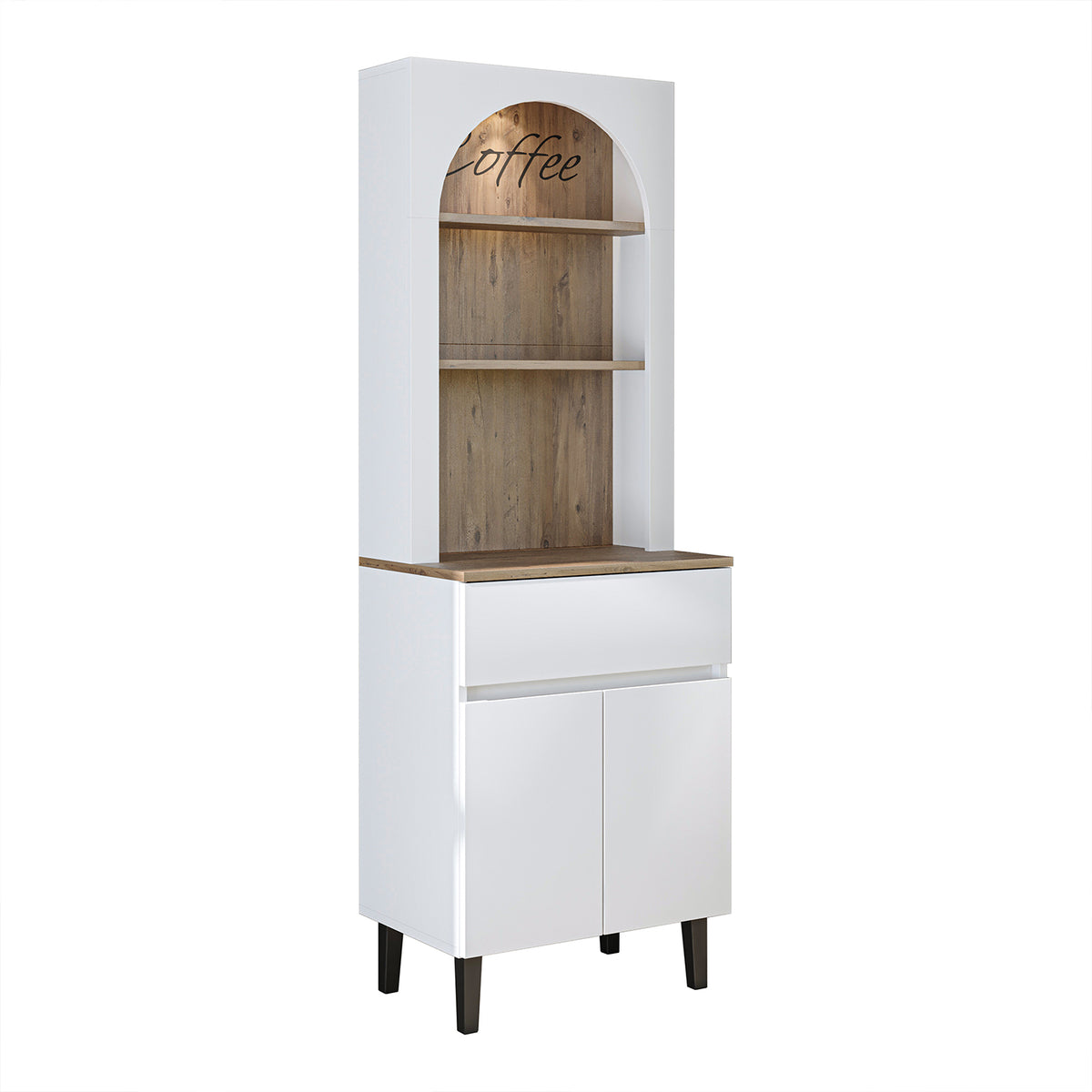 Roomart Küchenschrank VENEDIK 60 cm, Kaffeebar mit LED und Bogendesign, in 4 Farben