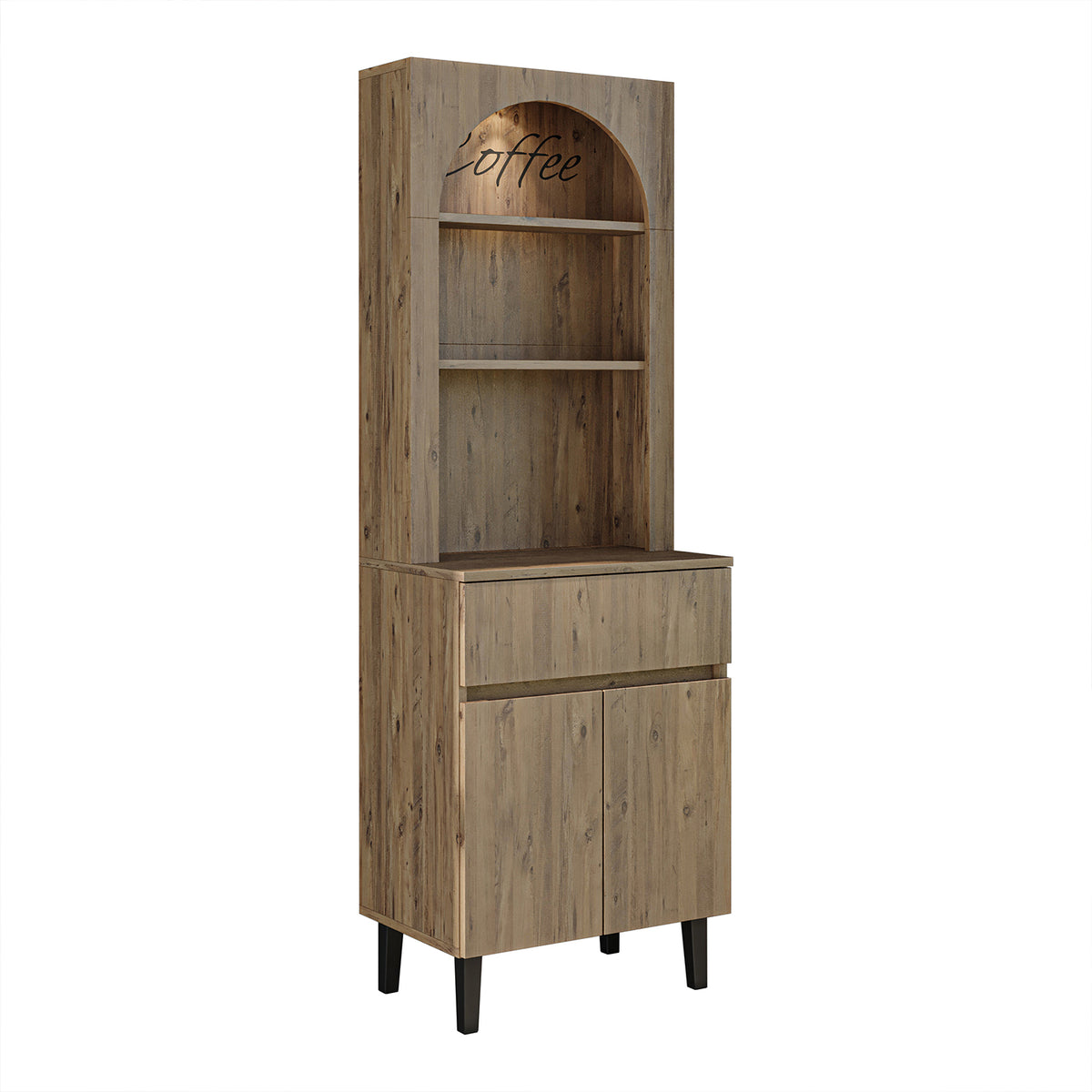 Roomart Küchenschrank VENEDIK 60 cm, Kaffeebar mit LED und Bogendesign, in 4 Farben