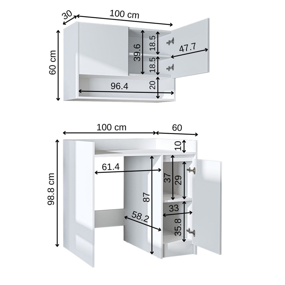 Roomart Waschmaschinenschrank DERIN-II, 100 cm, mit Oberschrank, in 4 Farben