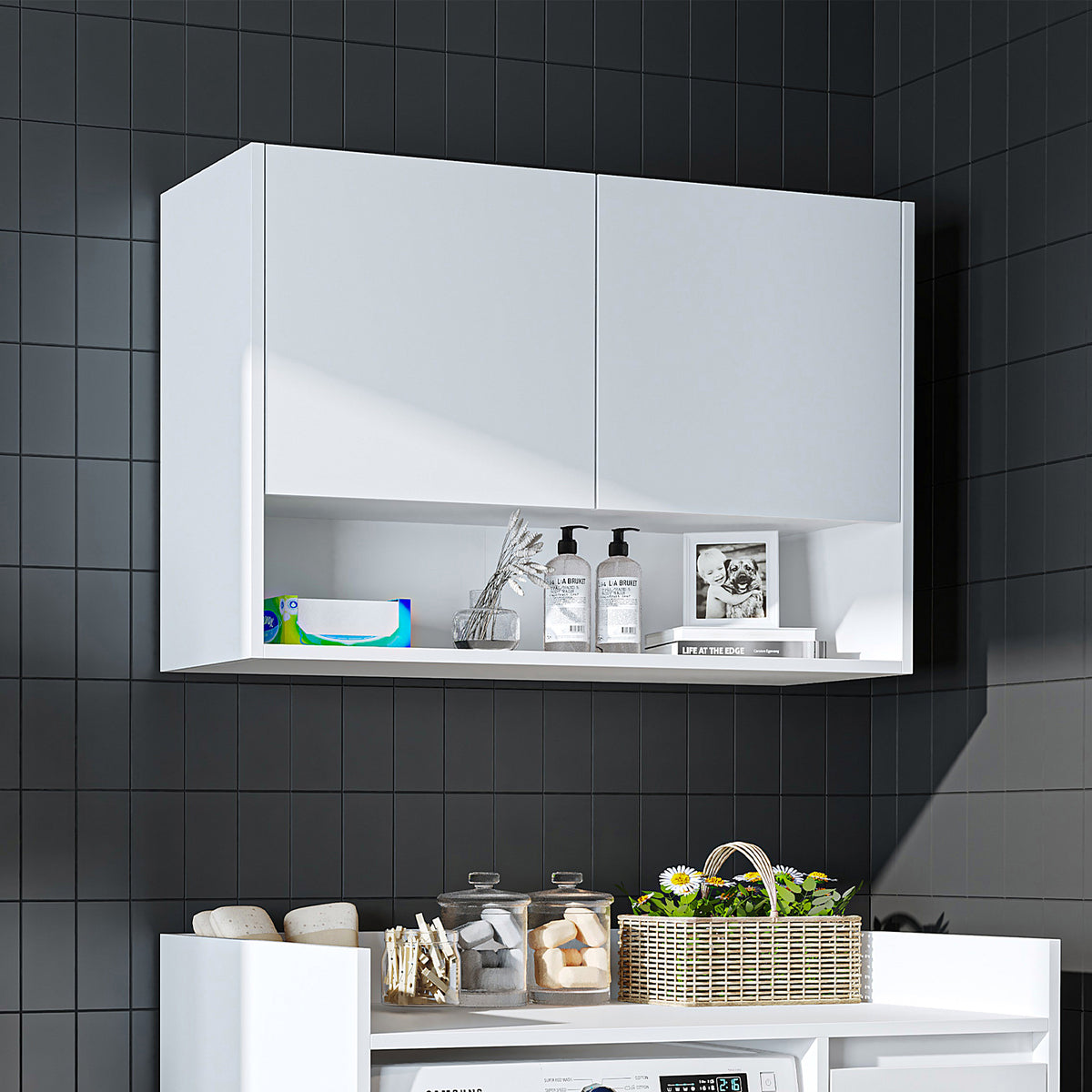 Roomart Waschmaschinenschrank DERIN-II, 100 cm, mit Oberschrank, in 4 Farben