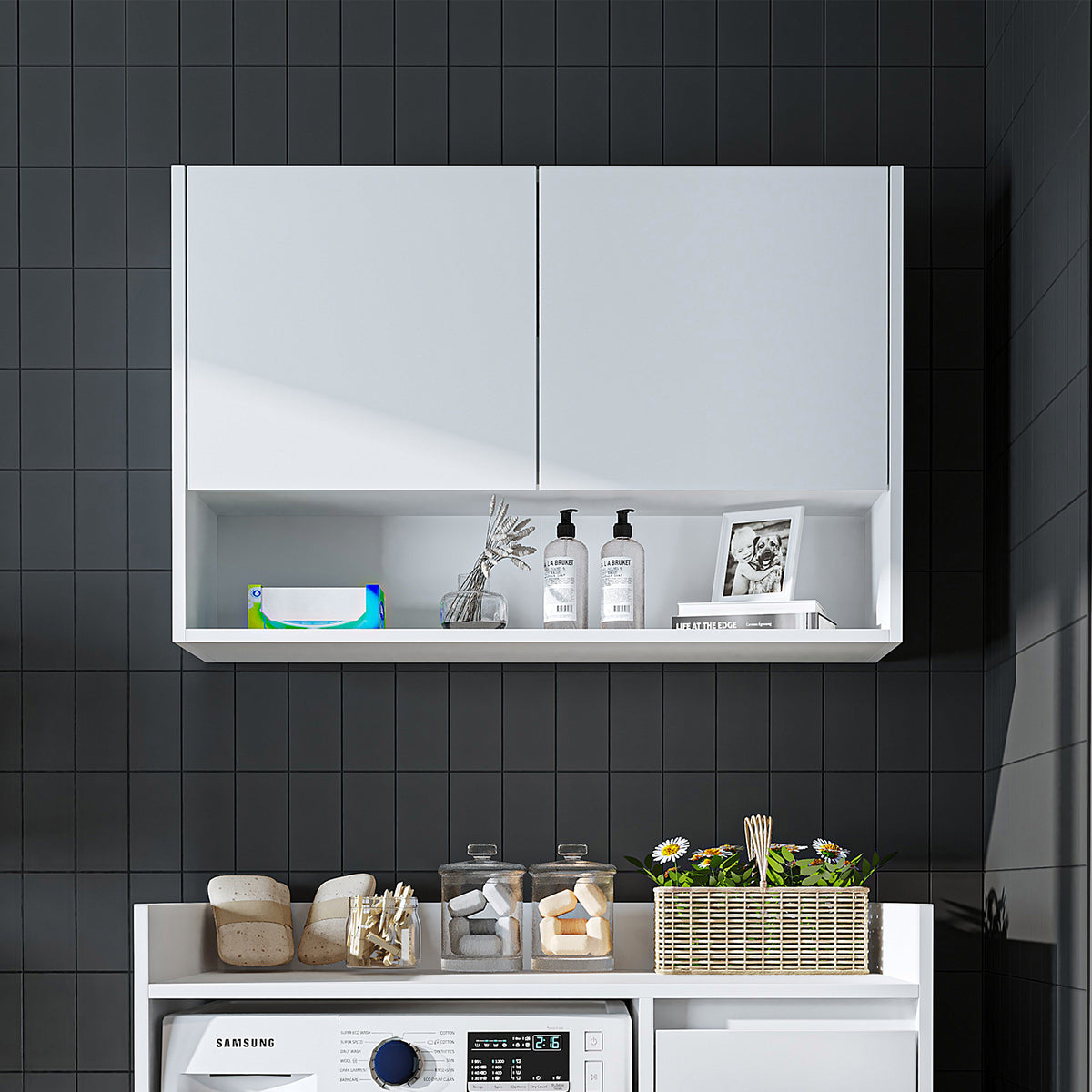 Roomart Waschmaschinenschrank DERIN-II, 100 cm, mit Oberschrank, in 4 Farben