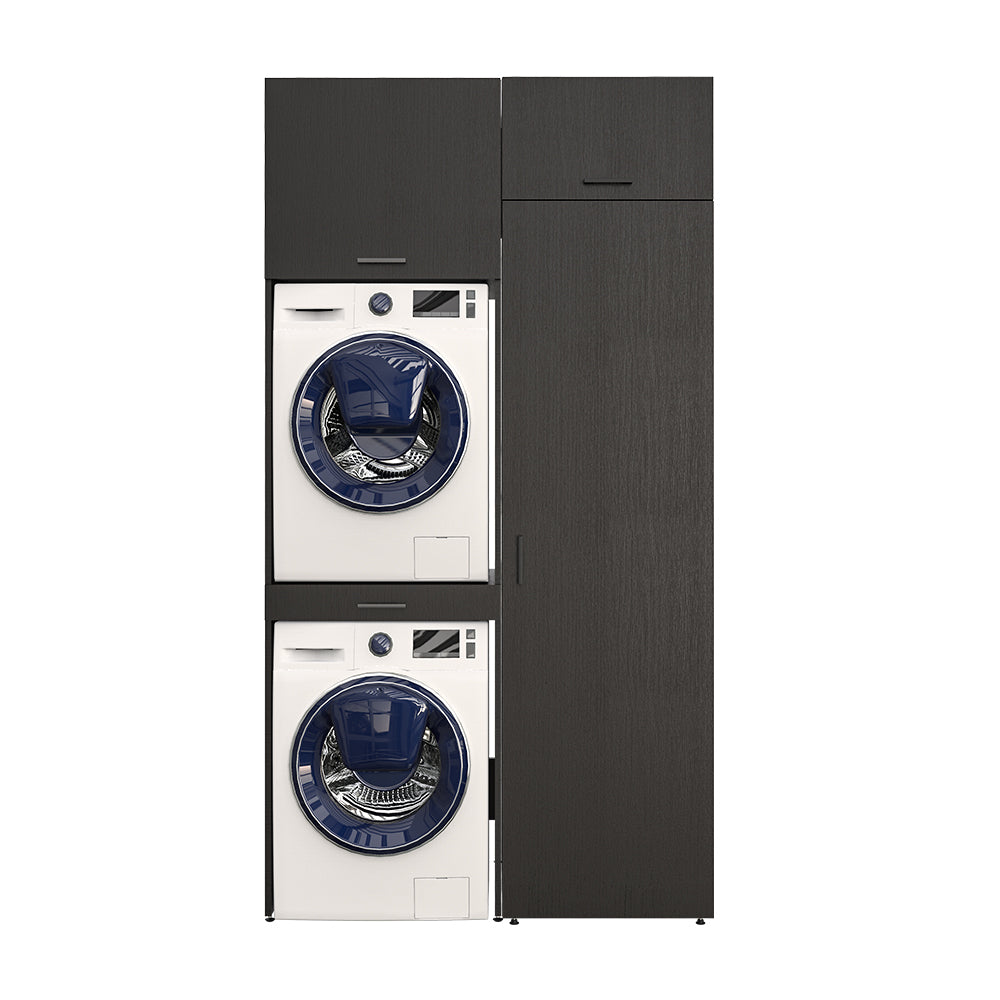 Sèche-linge mural Roomart sur lave-linge • 127 cm de large • Blanc • Chêne noir