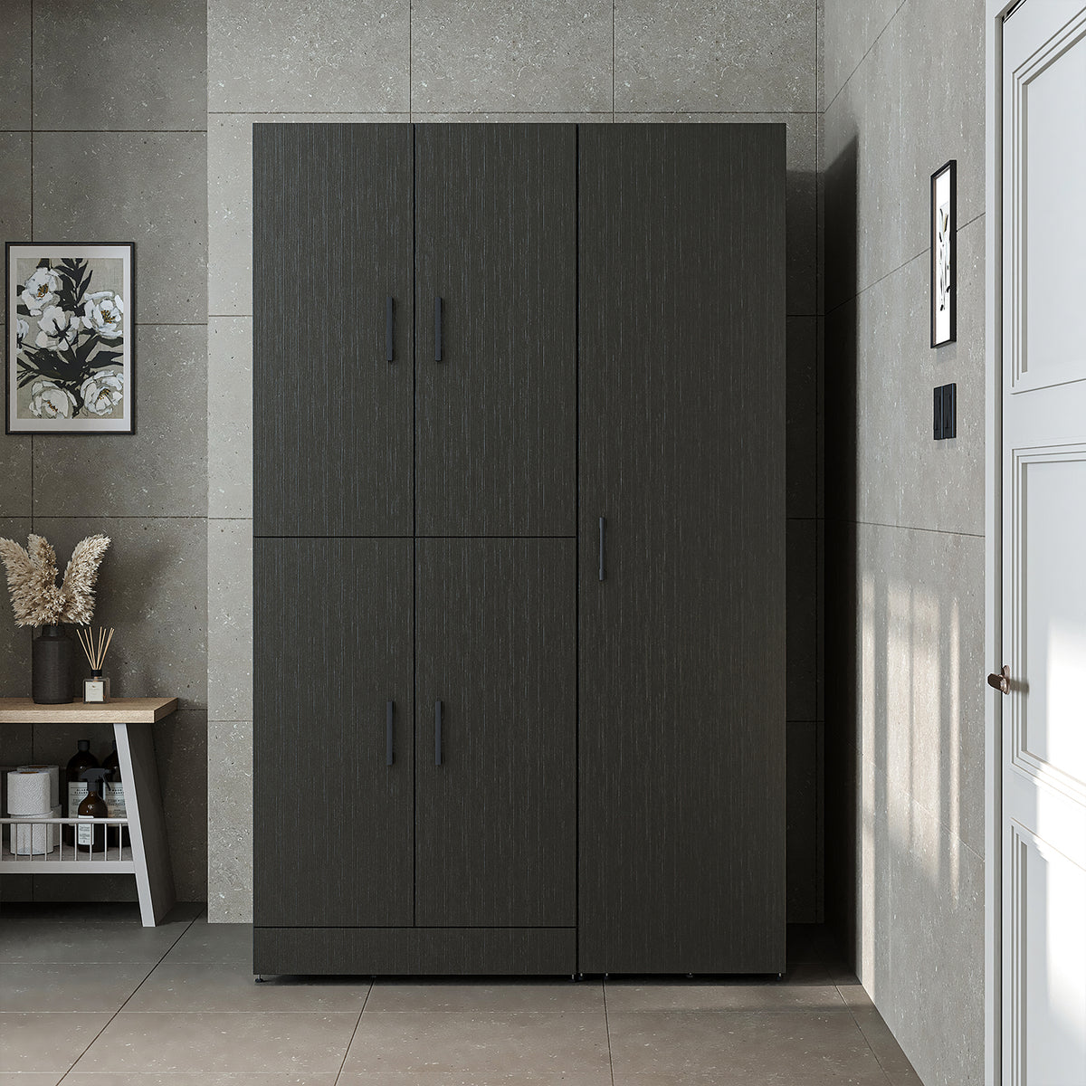 Roomart Waschmaschinenschrank DORA-I, 115 cm, für Waschmaschine und Trockner mit Hochschrank, in 5 Farben