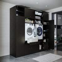 View details for Roomart Washing machine cabinet & wall unit for laundry room and utility room - 224 cm wide - with practical pull-out shelf - available in white, oak or black oak Roomart Washing machine cabinet & wall unit for laundry room and utility room - 224 cm wide - with practical pull-out shelf - available in white, oak or black oak