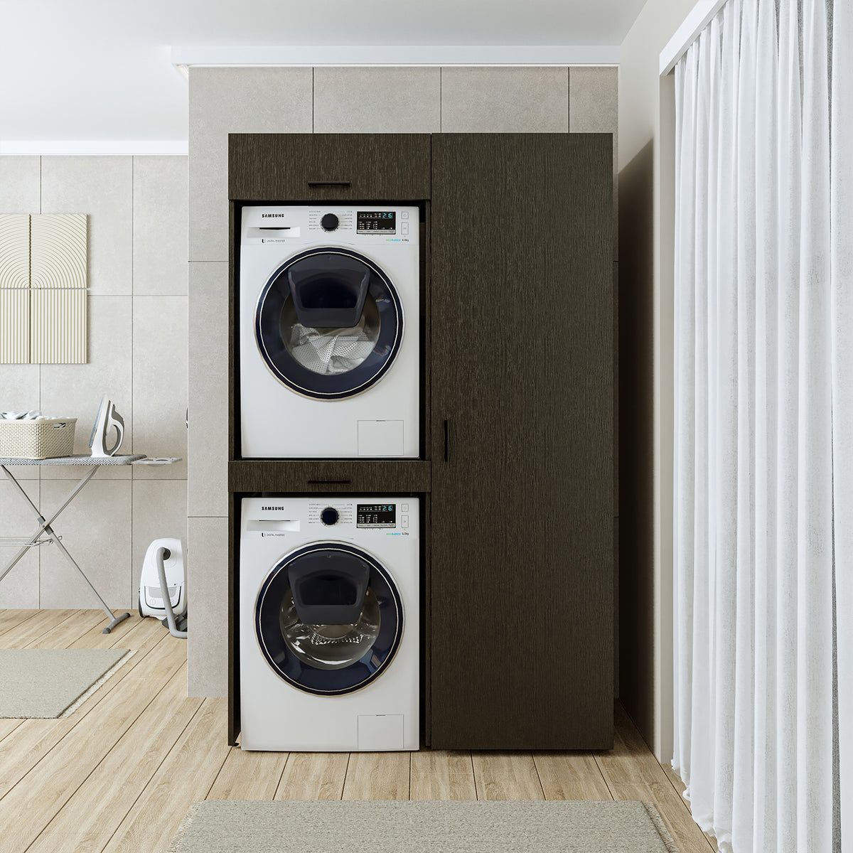 Roomart Waschmaschinenschrank DUO-I, 127 cm, Überbauschrank für Waschmaschine & Trockner, in 3 Farben
