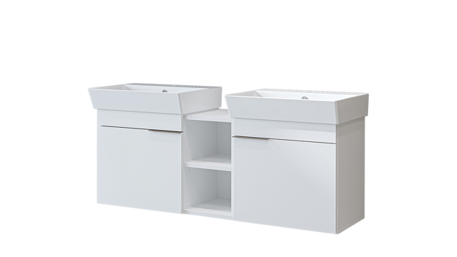 Roomart Badmöbel LYCIA 120 cm, Doppelwaschtisch mit 2 Keramik-Waschbecken, in 4 Farben