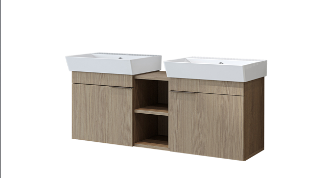 Roomart Badmöbel LYCIA 120 cm, Doppelwaschtisch mit 2 Keramik-Waschbecken, in 4 Farben