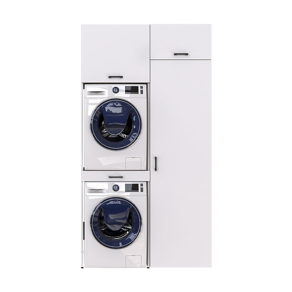 Sèche-linge mural Roomart sur lave-linge • 127 cm de large • Blanc • Chêne noir