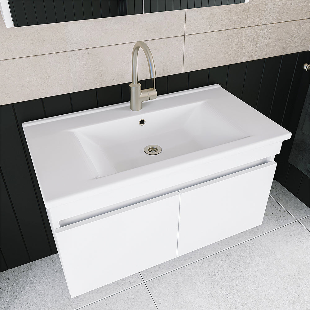 Set arredo bagno Roomart ATRIA Mobile base 85 cm con mobile specchio lavabo mobile alto