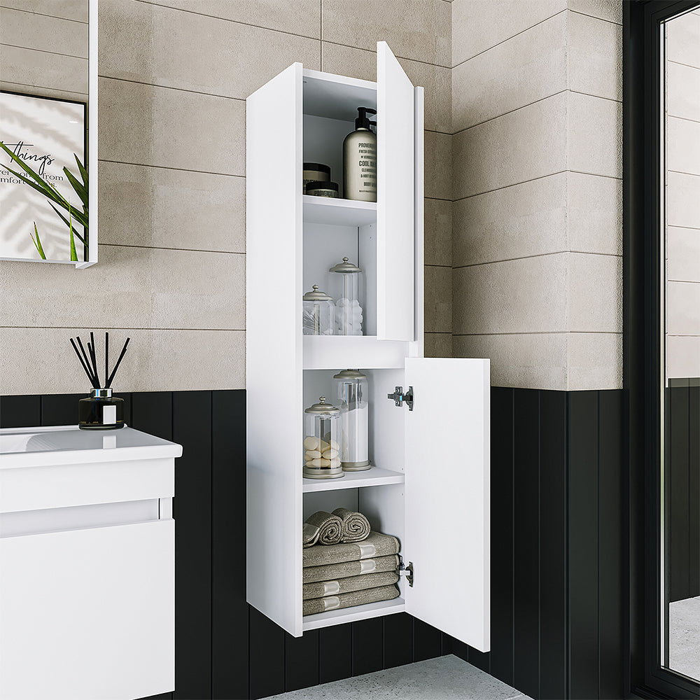 Roomart Badmöbel Set ATRIA 65 cm Unterschrank mit Waschbecken Spiegelschrank Hochschrank