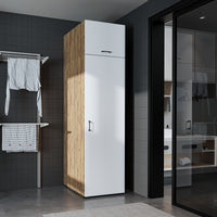 Roomart - DORA Armario Alto 60cm Ancho - Blanco - Roble Blanco - Roble Antracita - armario lavadora, estante lavadora, torre lavadora, armario, blanco, lavadoras, armario bajo, lavadora, secadora, armario hogar, armarios, armario baño, alto