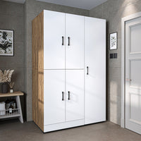 Roomart washing machine cabinet " DORA SET" for dryer & washing machine, 115 cm wide, in 4 colors, with doors & pull-out shelf - white - white oak - anthracite oak - oak - washing machine cabinet, washing machine shelf, washing tower, cabinet, white, washing machine