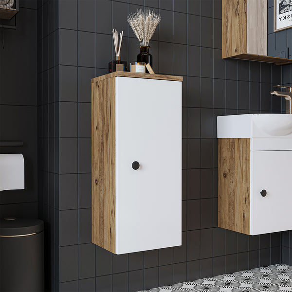 Roomart "Punto" armario lateral - moderno y compacto armario de pared para baño de 70 cm con cierre suave - en blanco, roble blanco, roble o roble antracita