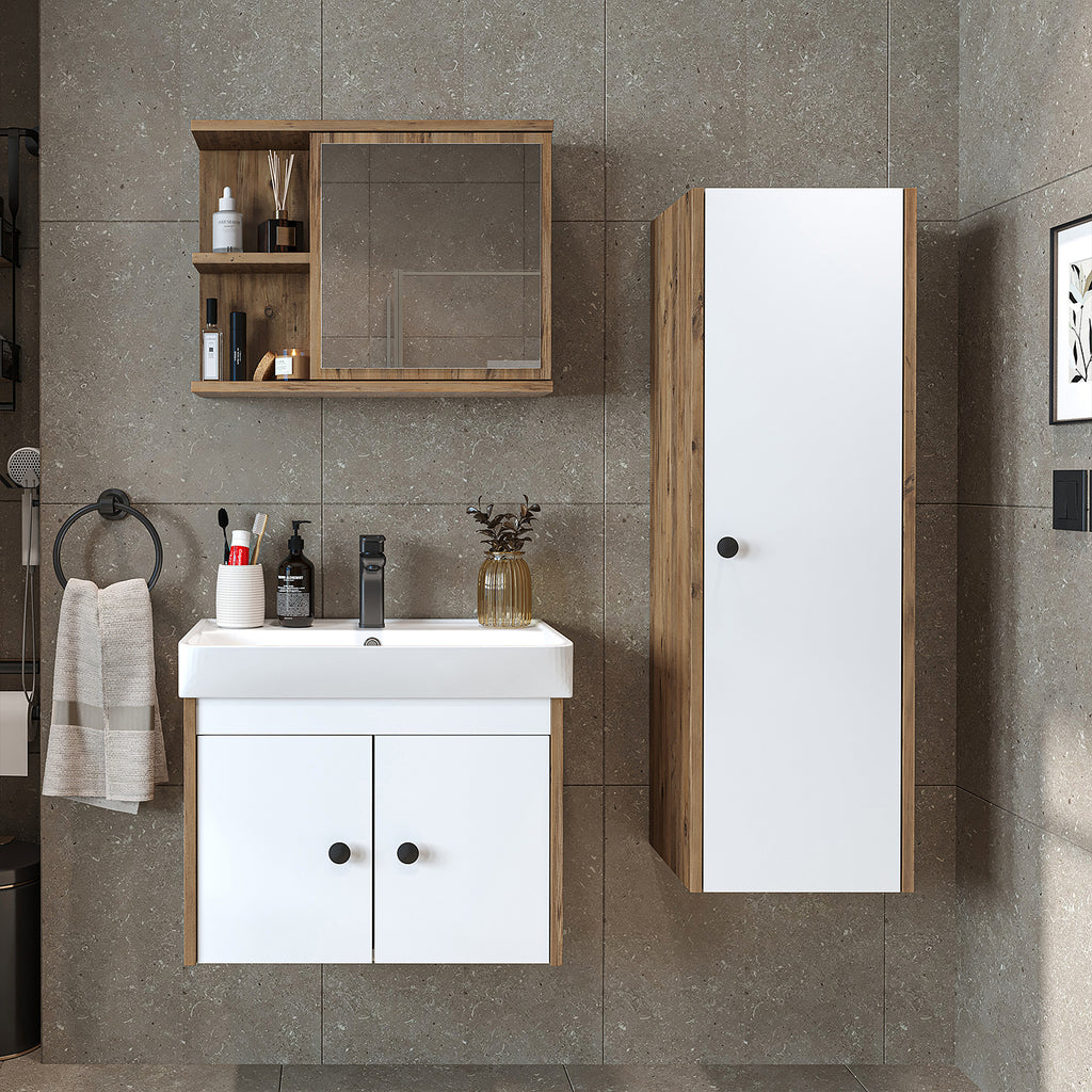 Bathroom furniture set - ADA - Vanity unit with washbasin - Mirror cabinet - Side cabinet - Bathroom furniture - bathroom cabinet, washbasin, bathroom furniture, bathroom cabinet, bathroom, with, vanity unit, bathroom furniture, set, washbasin, furniture, bathroom, bathroom
