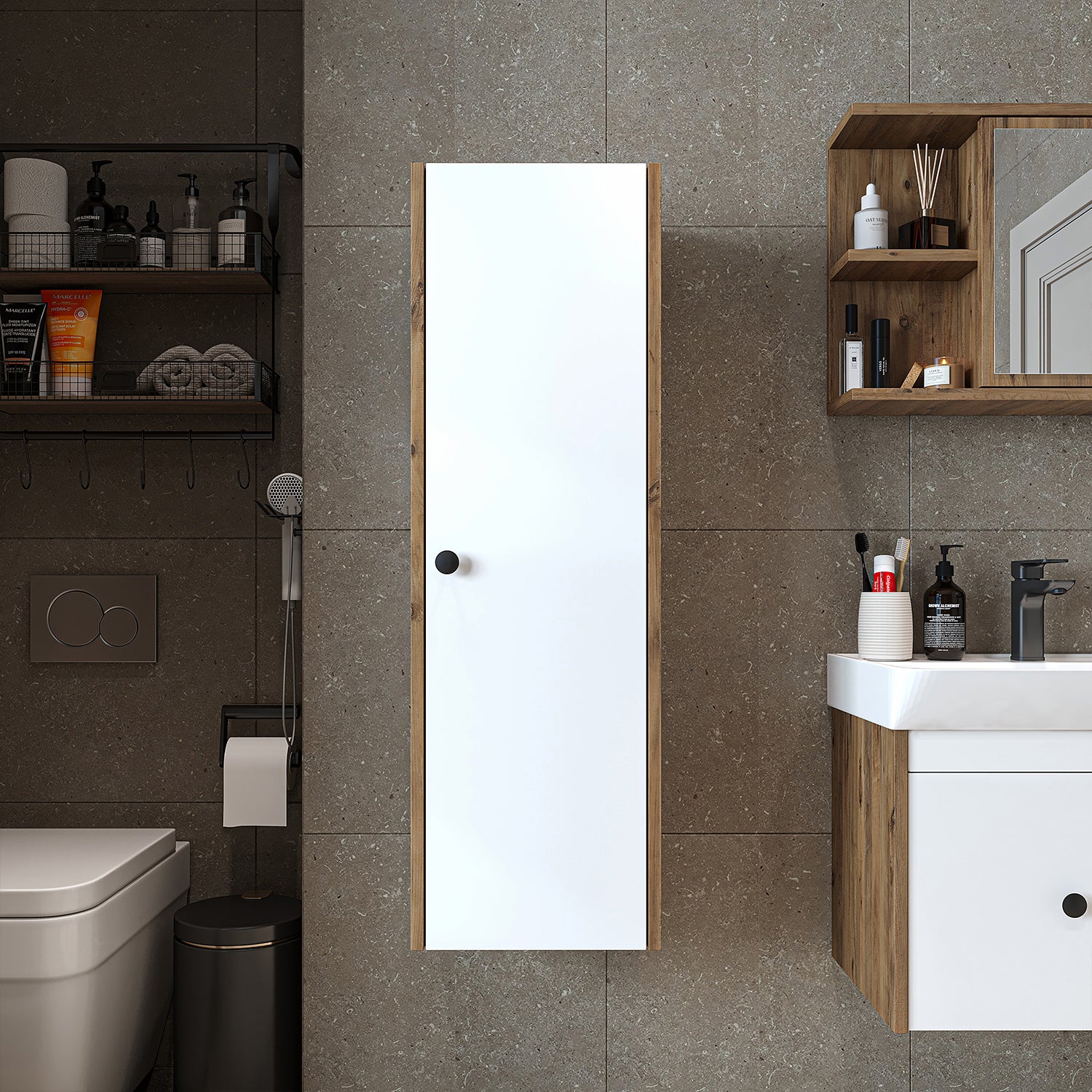Bathroom furniture set - ADA - Vanity unit with washbasin - Mirror cabinet - Side cabinet - Bathroom furniture - bathroom cabinet, washbasin, bathroom furniture, bathroom cabinet, bathroom, with, vanity unit, bathroom furniture, set, washbasin, furniture, bathroom, bathroom
