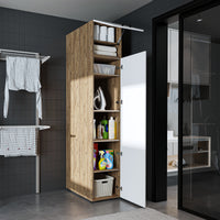 Roomart - DORA Armario alto 45cm ancho - Blanco - Roble blanco - Roble - Roble antracita - armario lavadora, estante lavadora, torre lavadora, armario, blanco, lavadoras, armario bajo, lavadora, secadora, armario hogar, armarios, armario baño, alto