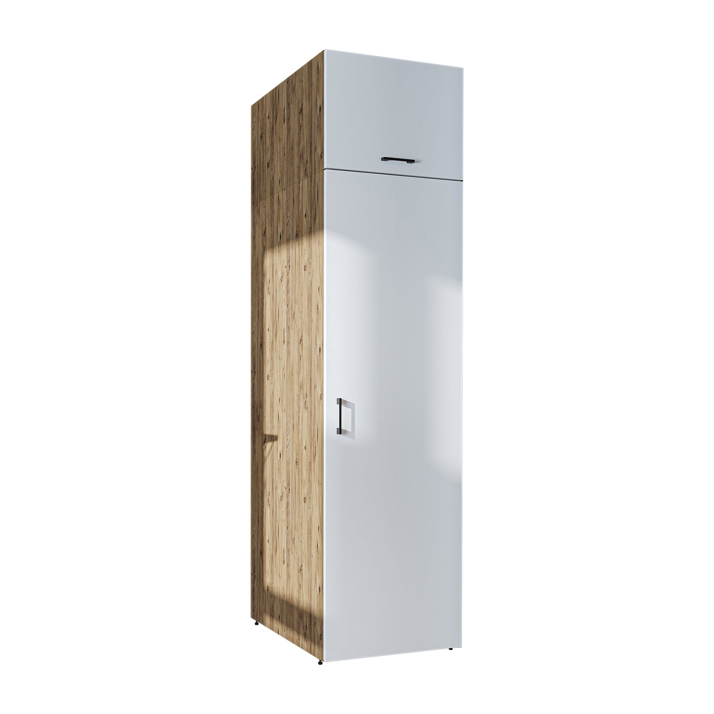 Roomart • DORA Hochschrank 60cm Breit • Weiß • Weiß Eiche • Eiche • Anthracit Eiche - waschmaschinenschrank, waschmaschinenregal, waschturm, schrank, weiß, waschmaschinen, unterschrank, waschmaschine, trockner, haushaltsschrank, schränke, badschrank, hoch