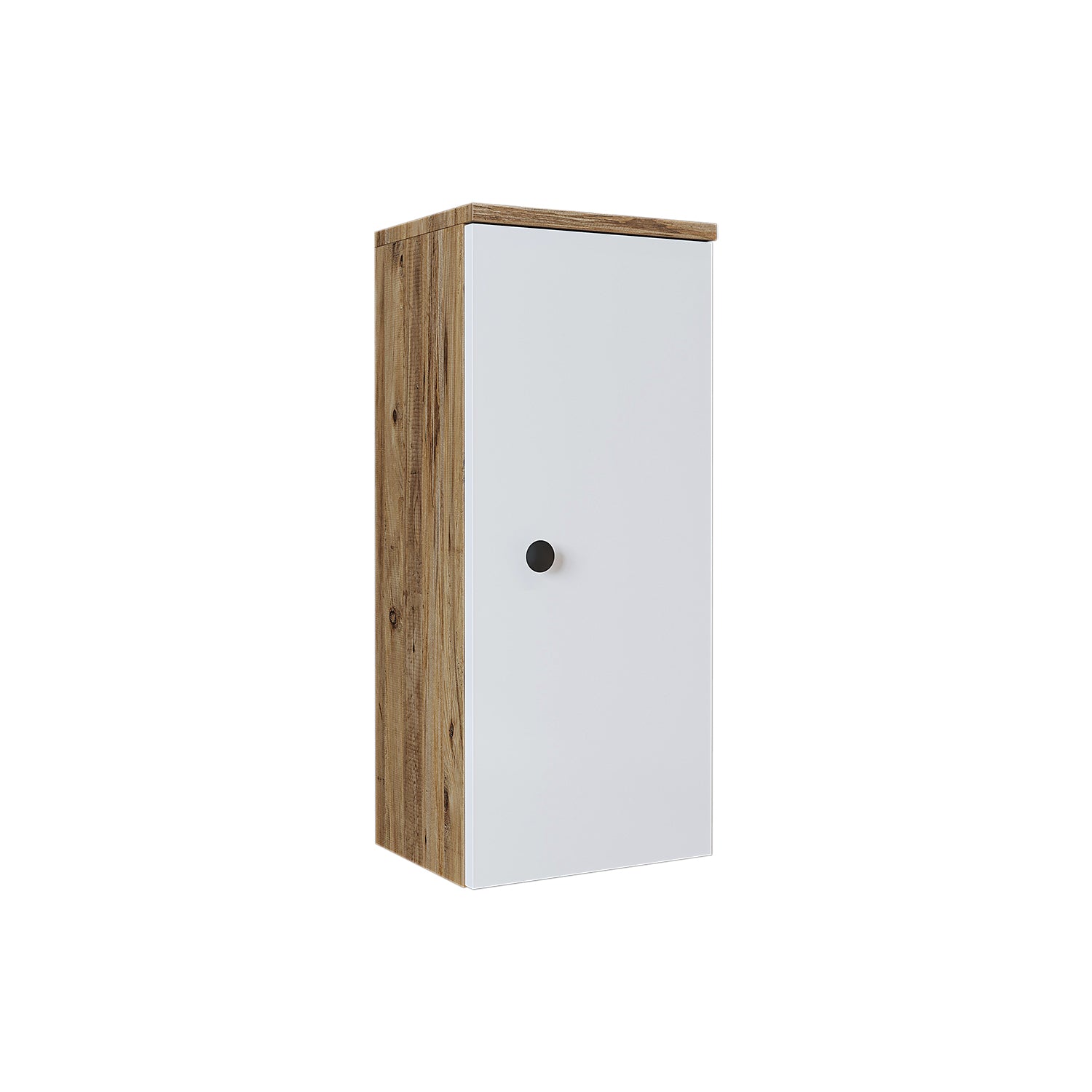 Roomart armario lateral "Punto" - moderno, compacto armario de pared para baño de 70 cm con cierre suave - en blanco, roble blanco, roble o roble antracita - armario de pared, pared, armario alto, armario alto blanco, 60 cm de ancho, cocina, lavadero, salón, estrecho, 40 cm de ancho