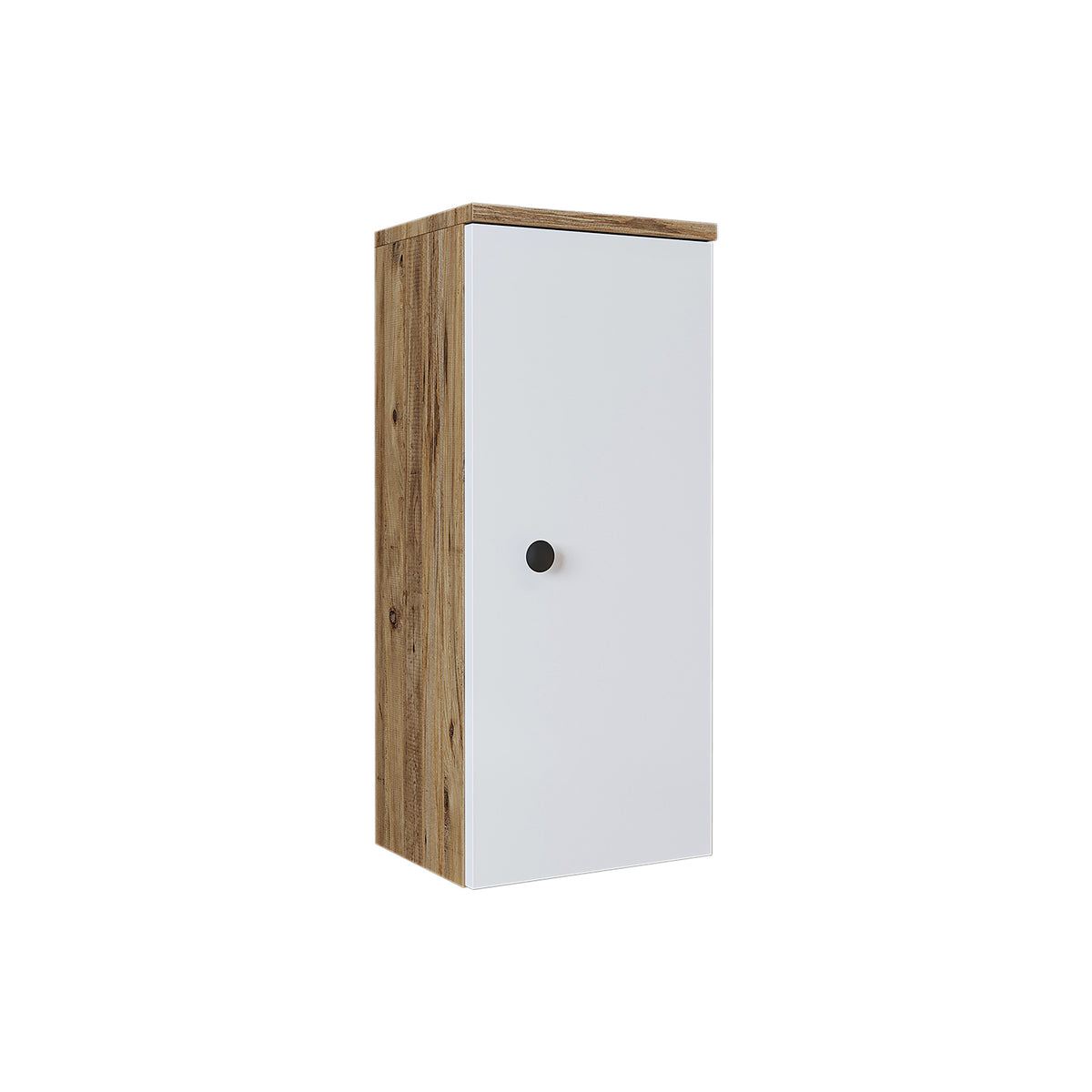 Roomart Seitenschrank „Punto“ – moderner, kompakter 70 cm Bad-Hängeschrank mit Softclose – in Weiß, Weiß-Eiche, Eiche oder Anthrazit-Eiche - Hängeschrank, wand, hochschrank, hochschrank weiß, 60 cm breit, küche, waschküche, wohnzimmer, schmal, 40 cm brei