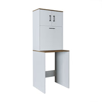 Roomart, Waschmaschinenschrank LUNA, Waschmaschinenüberbau mit Wäschekorb, BHT: 65 X 181 X 65 cm, in Weiß, Eiche, Anthrazit Eiche, Eiche - waschmaschinenschrank, waschmaschinenregal, waschturm, schrank, weiß, waschmaschinen, unterschrank, waschmaschine, t