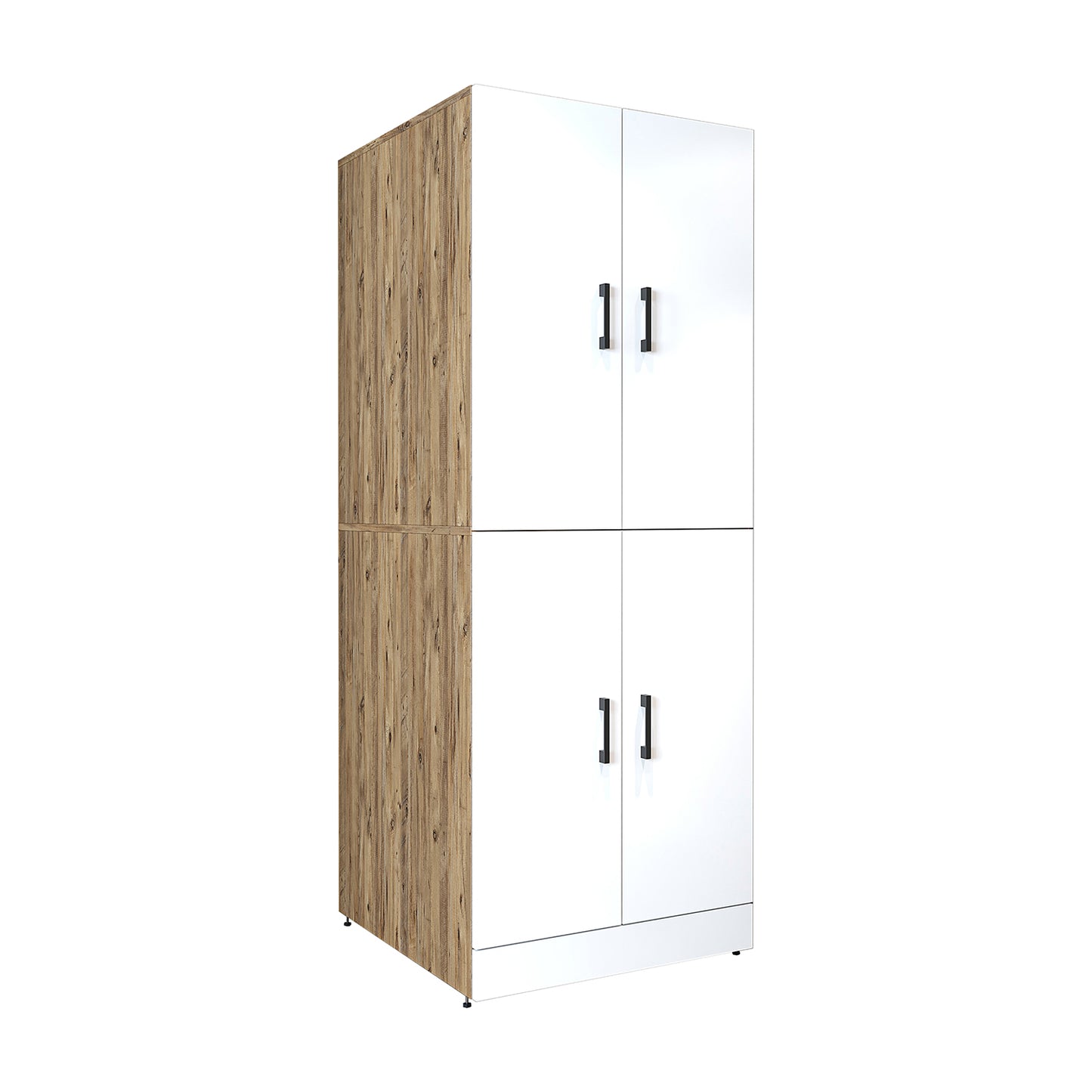 Roomart Waschmaschinenschrank " DORA " für Trockner & Waschmaschine, in 4 Farben, mit Türen & Ausziehbrett • Weiß • Weiß Eiche • Anthrazit Eiche • Eiche - waschmaschinenschrank, waschmaschinenregal, waschturm, schrank, weiß, waschmaschinen, unterschrank,