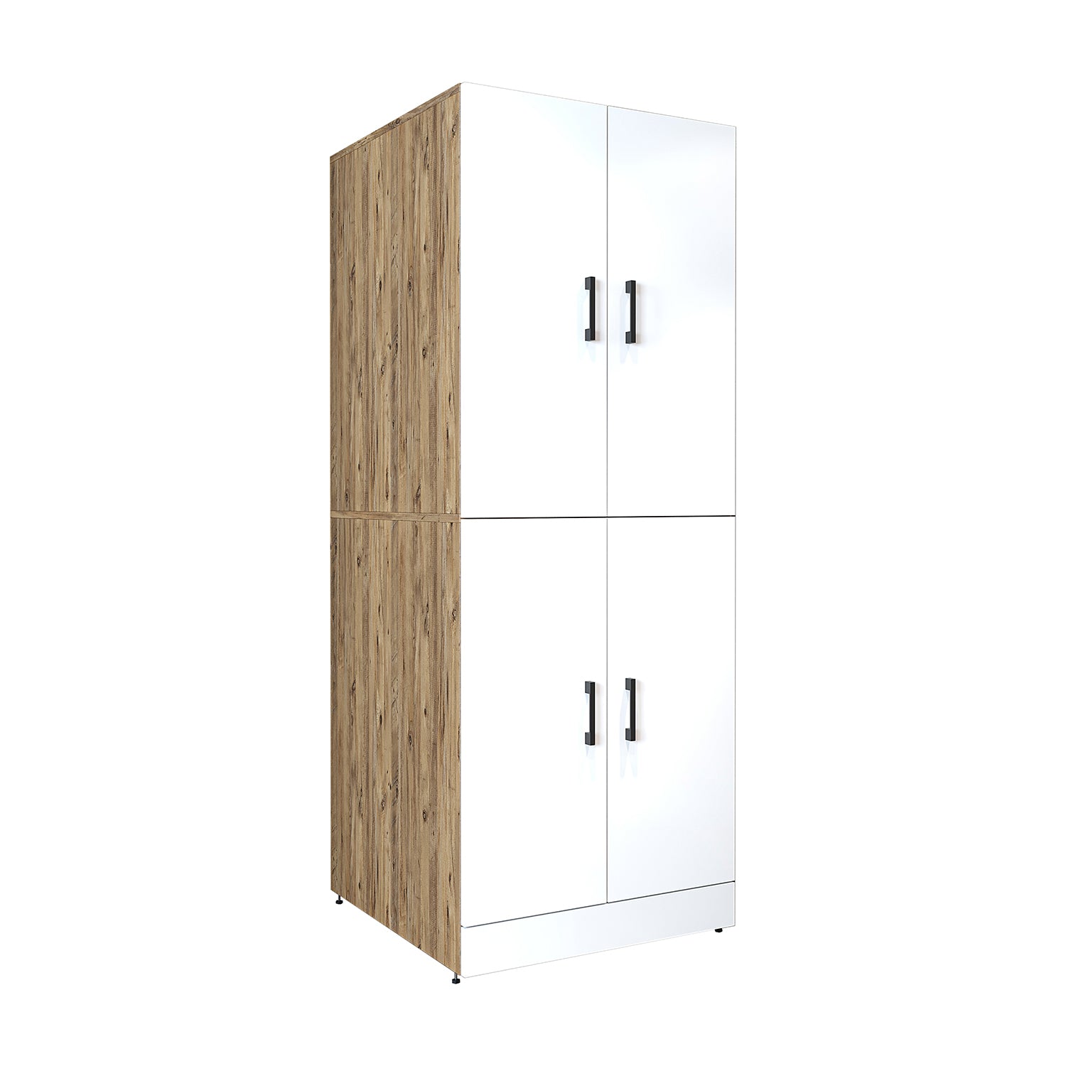 Roomart Waschmaschinenschrank " DORA " für Trockner & Waschmaschine, in 4 Farben, mit Türen & Ausziehbrett • Weiß • Weiß Eiche • Anthrazit Eiche • Eiche - waschmaschinenschrank, waschmaschinenregal, waschturm, schrank, weiß, waschmaschinen, unterschrank,
