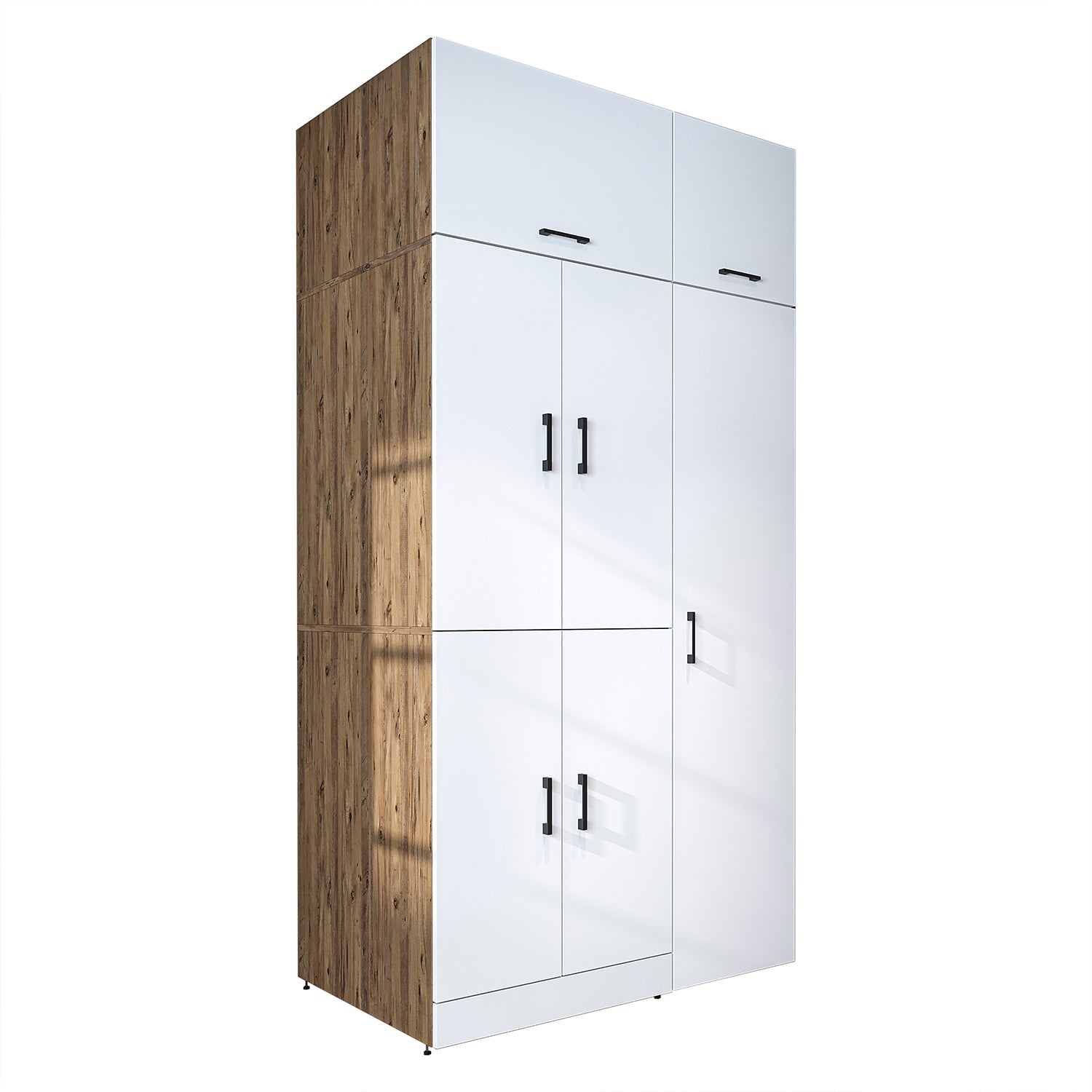 Roomart washing machine cabinet " DORA SET" for dryer & washing machine, 115 cm wide, in 4 colors, with doors & pull-out shelf - white - white oak - anthracite oak - oak - washing machine cabinet, washing machine shelf, washing tower, cabinet, white, washing machine