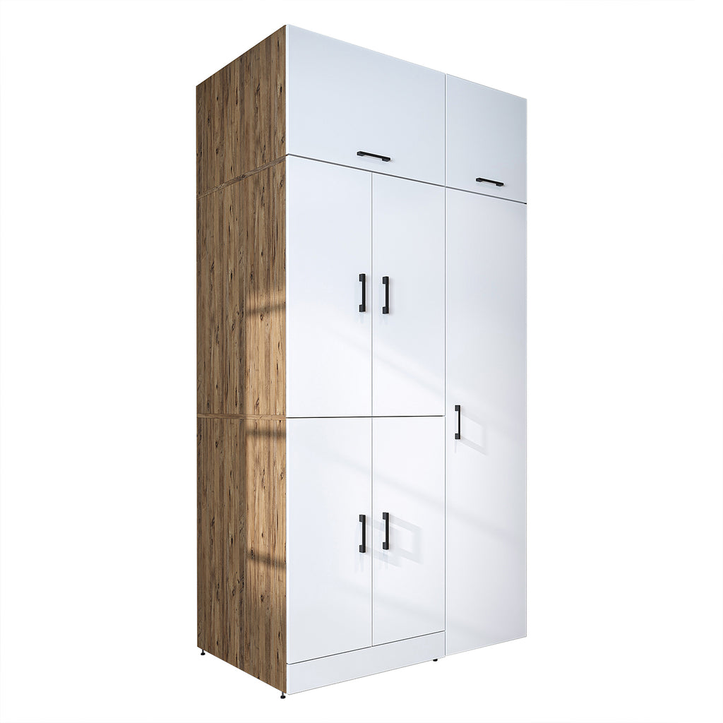 Roomart washing machine cabinet " DORA SET" for dryer & washing machine, 115 cm wide, in 4 colors, with doors & pull-out shelf - white - white oak - anthracite oak - oak - washing machine cabinet, washing machine shelf, washing tower, cabinet, white, washing machine