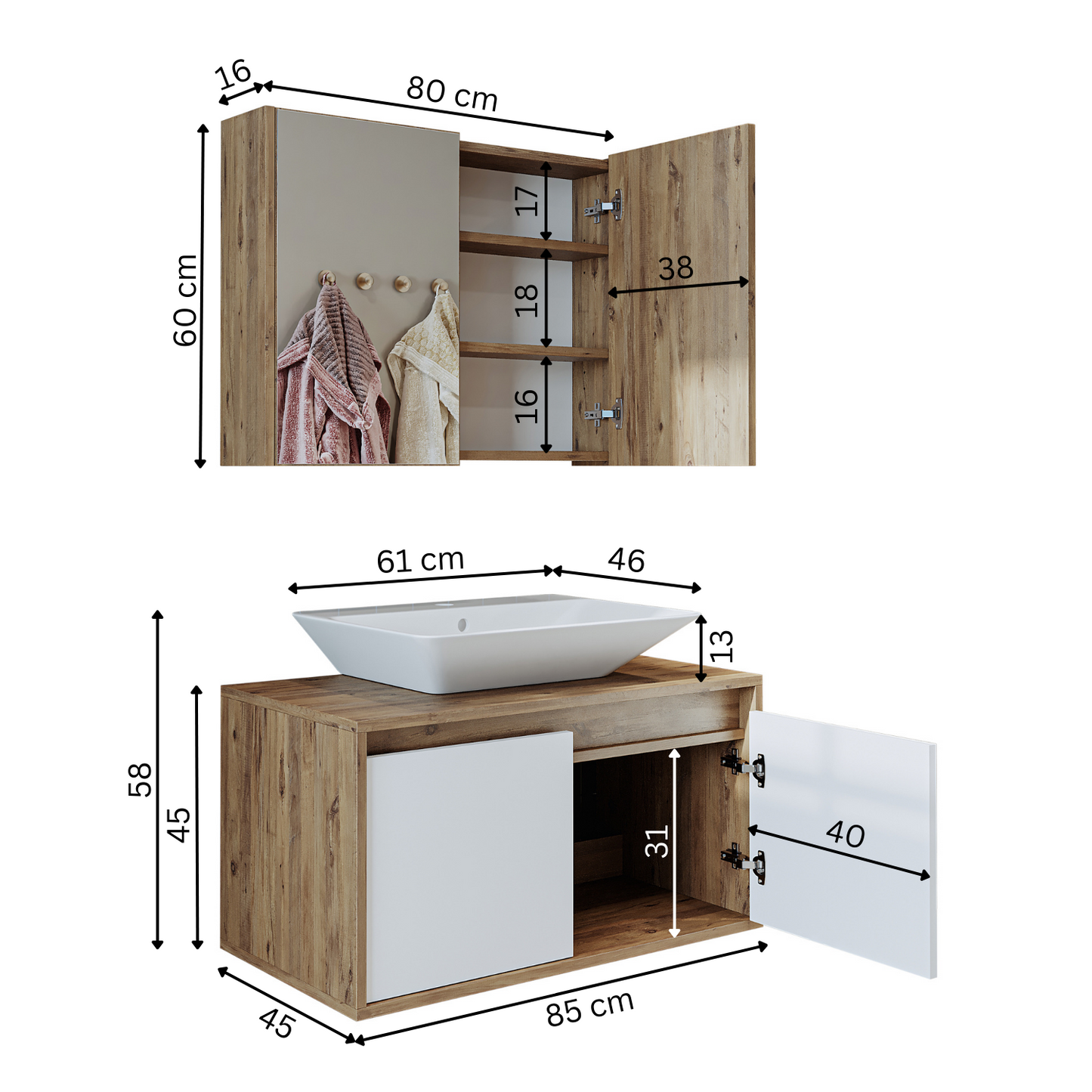 Roomart - Conjunto de muebles de cuarto de baño - ATLANTIC - 3 piezas - 85 cm mueble con lavabo de cerámica - mueble con espejo - mueble de cuarto de baño, lavabo, mueble de cuarto de baño, mueble de cuarto de baño, cuarto de baño, con, mueble con lavabo, mueble de cuarto de baño, conjunto, lavabo, mueble, mueble de cuarto de baño, cuarto de baño,