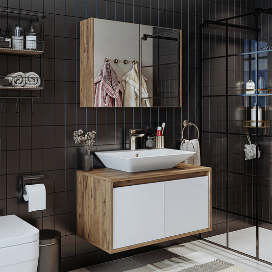 Roomart - Conjunto de muebles de cuarto de baño - ATLANTIC - 3 piezas - 85 cm mueble con lavabo de cerámica - mueble con espejo - mueble de cuarto de baño, lavabo, mueble de cuarto de baño, mueble de cuarto de baño, cuarto de baño, con, mueble con lavabo, mueble de cuarto de baño, conjunto, lavabo, mueble, mueble de cuarto de baño, cuarto de baño,