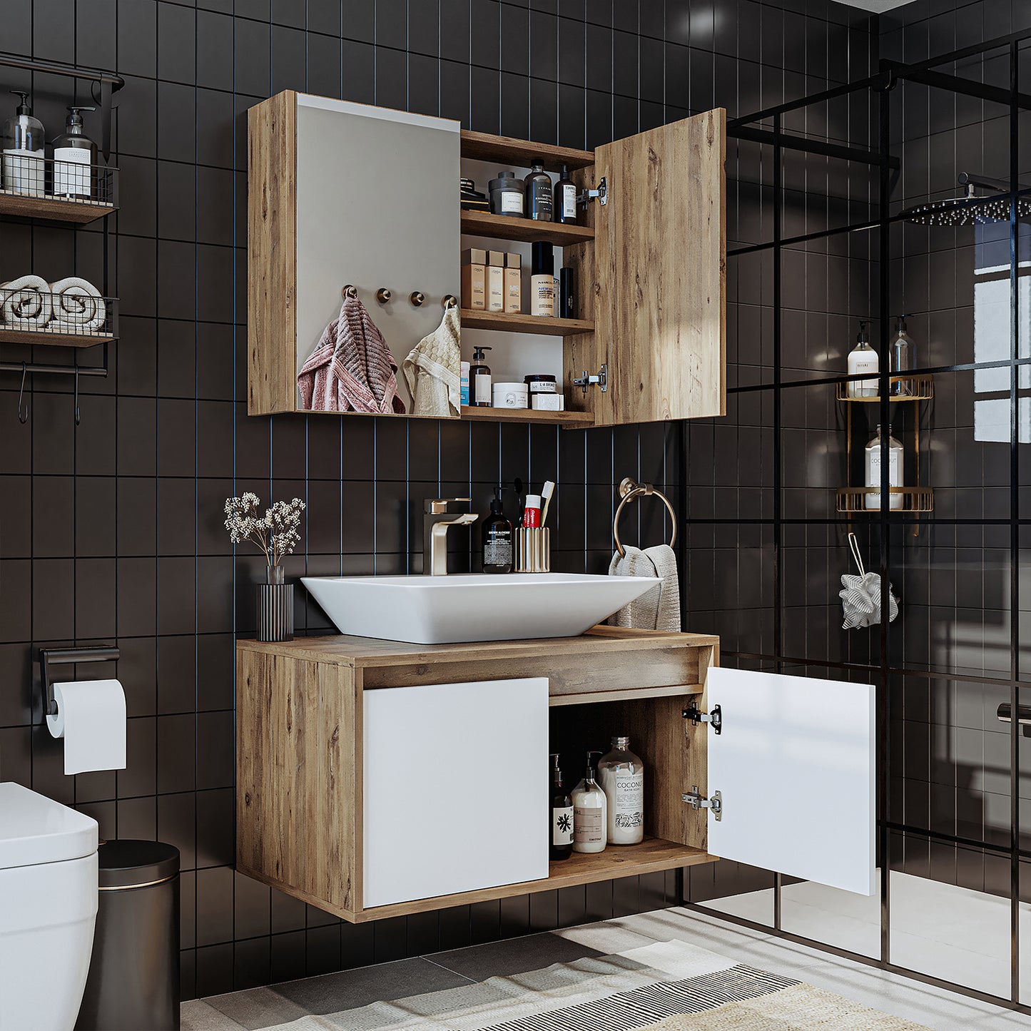 Roomart - Conjunto de muebles de cuarto de baño - ATLANTIC - 3 piezas - 85 cm mueble con lavabo de cerámica - mueble con espejo - mueble de cuarto de baño, lavabo, mueble de cuarto de baño, mueble de cuarto de baño, cuarto de baño, con, mueble con lavabo, mueble de cuarto de baño, conjunto, lavabo, mueble, mueble de cuarto de baño, cuarto de baño,