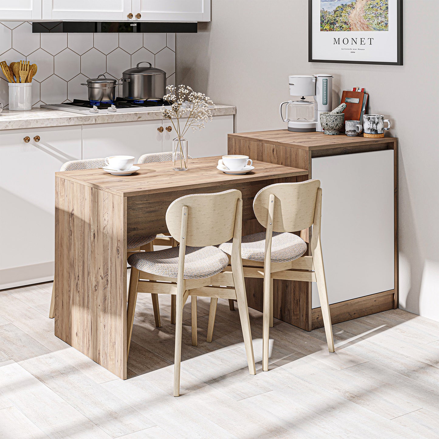 Ilot de cuisine avec table à manger, bloc de cuisine avec siège, coin repas cuisine, meubles de cuisine gain de place, îlot de cuisine multifonctionnel, îlot de cuisine avec espace de rangement, table de cuisine avec espace de rangement, comptoir de cuisine avec chaises, table à manger avec espace de rangement intégré, Aménager une petite cuisine, Meubles de cuisine modernes, Cuisine design scandinave, Cuisine pour petits espaces, Ilot de cuisine extensible (si applicable), Bar à petit déjeuner cuisine, Séparation de pièce cuisine, Table de bar, anthracite, chêne, blanc, oak, aspect bois