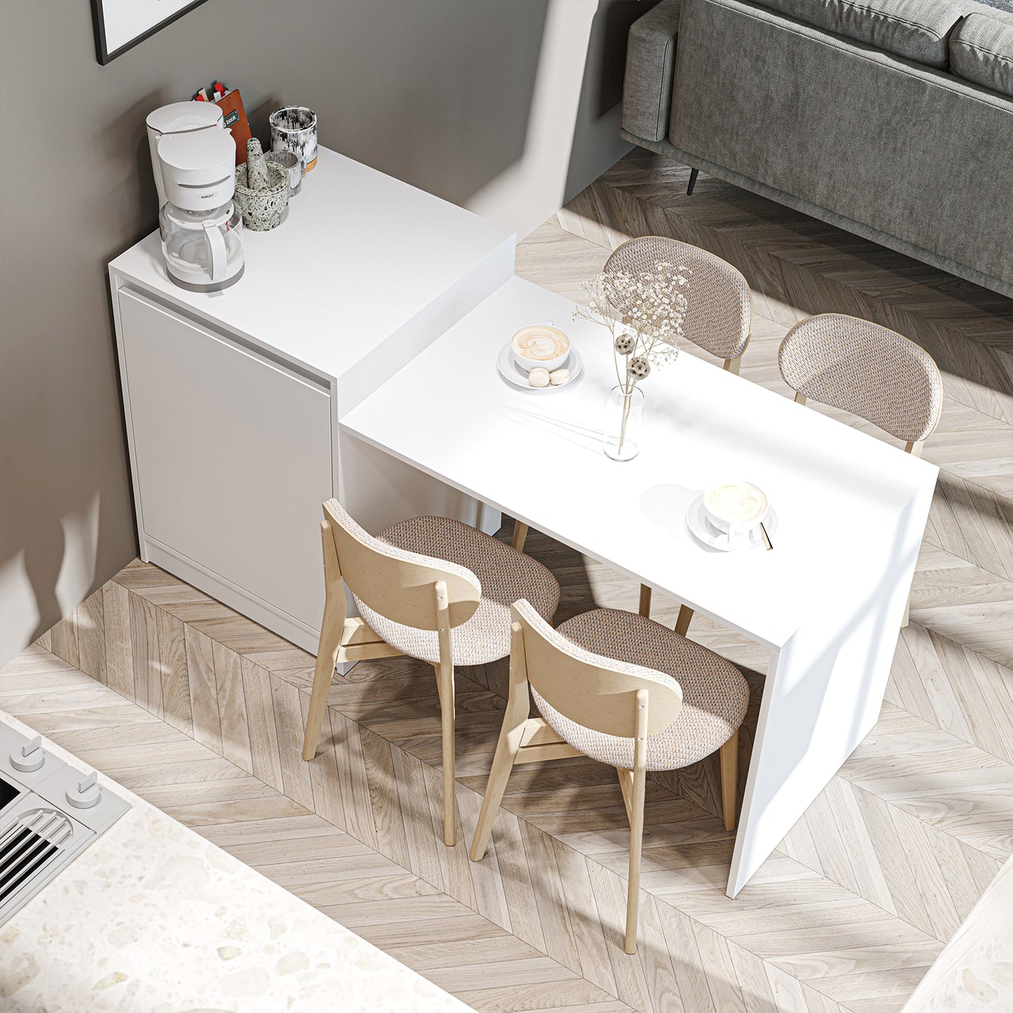 Roomart Küchentish mit Kücheninsel -Esstisch, Küchenschrank "Milano" BHT: 160 X 85 X 60 cm