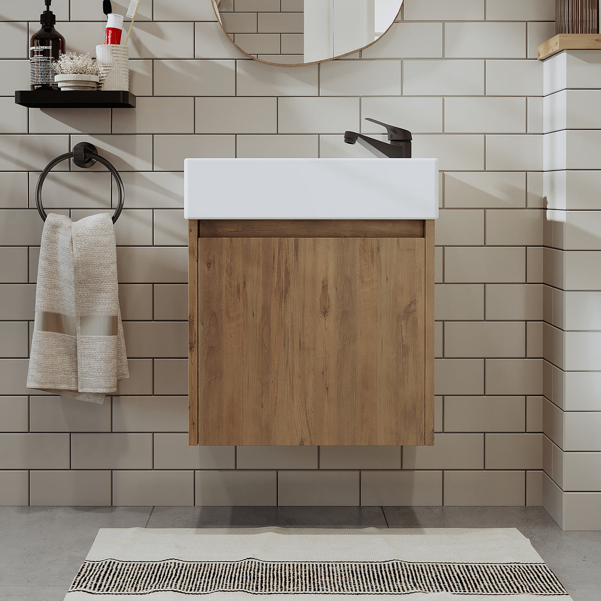 Roomart, mobile da bagno MINI con lavabo 50cm per WC ospiti in 5 colori - e, mobile a specchio, economico, set, mobili, senza, sifone, ceramica, set mobili bagno, set mobili bagno, stile casa di campagna, lavabo, lavabo, mobile bagno, lavabo da appoggio