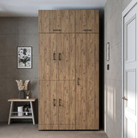 Roomart washing machine cabinet " DORA SET" for dryer & washing machine, 115 cm wide, in 4 colors, with doors & pull-out shelf - white - white oak - anthracite oak - oak - washing machine cabinet, washing machine shelf, washing tower, cabinet, white, washing machine