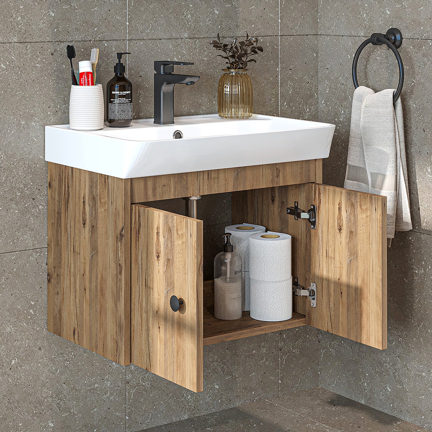 Set di mobili da bagno - ADA - Mobiletto con lavabo - Specchiera - Mobiletto laterale - Mobili da bagno - mobile da bagno, lavabo, mobili da bagno, mobile da bagno, bagno, con, mobiletto, mobili da bagno, set, lavabo, mobili, bagno, bagno