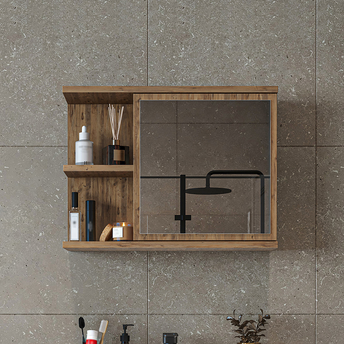 Roomart Spiegelschrank ADA, 60 cm, mit offenem Regal und Soft-Close-Tür, in 4 Farben