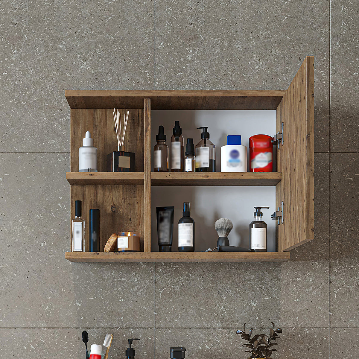 Roomart Spiegelschrank ADA, 60 cm, mit offenem Regal und Soft-Close-Tür, in 4 Farben