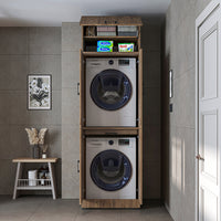 Roomart washing machine cabinet " DORA " for dryer & washing machine, in 4 colors, with doors & pull-out shelf - white - white oak - anthracite oak - oak - washing machine cabinet, washing machine shelf, washing tower, cabinet, white, washing machines, base cabinet,