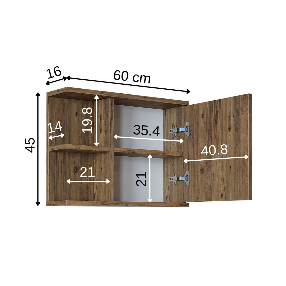 Roomart Spiegelschrank ADA, 60 cm, mit offenem Regal und Soft-Close-Tür, in 4 Farben