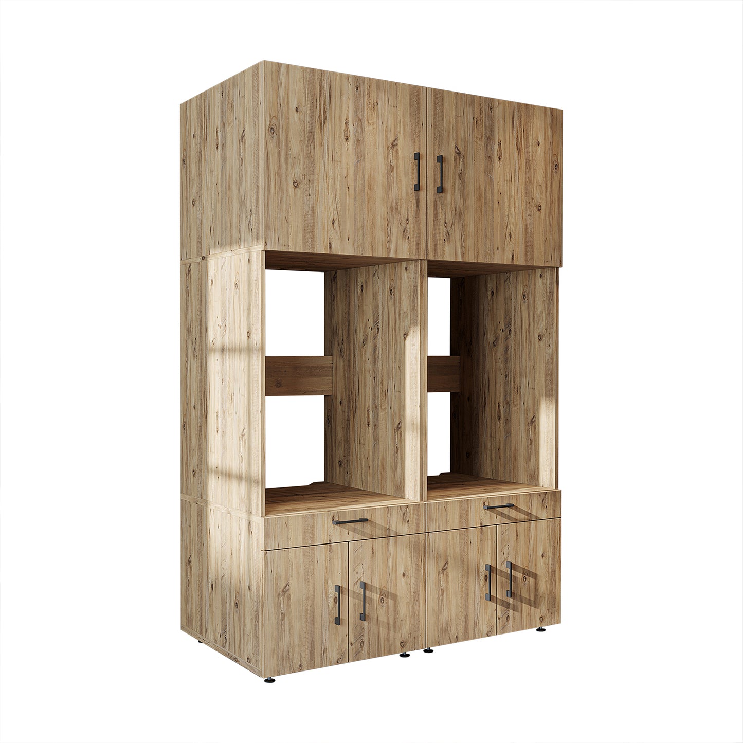Roomart Waschmachinen Doppelschrrank Überbauschrank HBT: 205 x 134 x 66,8 cm, in 3 Farben-waschmaschinenschrank, waschmaschinenregal, waschturm, schrank, weiß, waschmaschinen, unterschrank, waschmaschine, trockner, haushaltsschrank, schränke, badschrank,