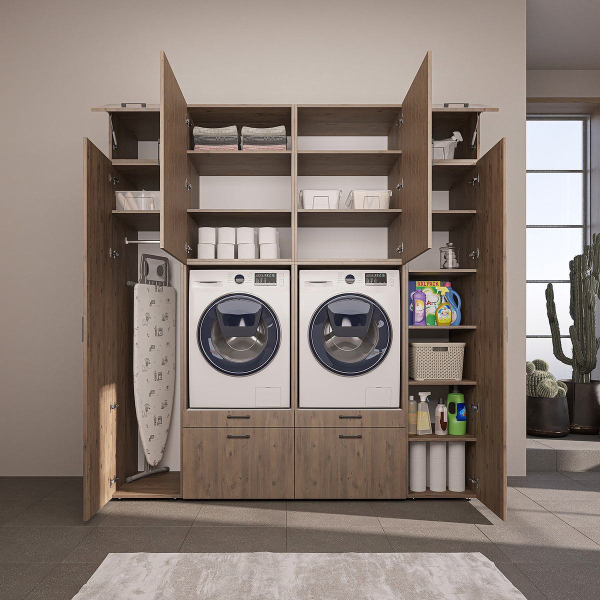 Roomart Waschmaschinenschrank SERIE 2 mit 2 Hochschränken, 254 cm, in 3 Farben