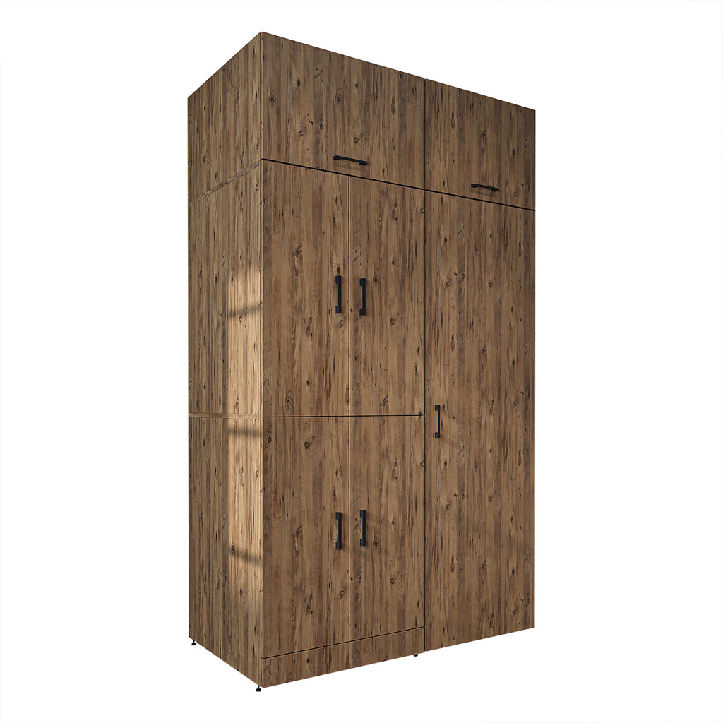 Roomart washing machine cabinet " DORA SET" for dryer & washing machine, 130 cm wide, in 4 colors, with doors & pull-out shelf - white - white oak - anthracite oak - oak - washing machine cabinet, washing machine shelf, washing tower, cabinet, white, washing machine