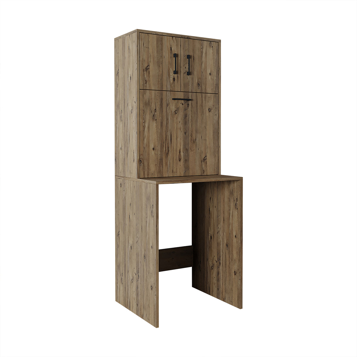 Roomart, washing machine cabinet LUNA, washing machine superstructure with laundry basket, WDH: 65 X 181 X 65 cm, in white, oak, anthracite oak, oak - washing machine cabinet, washing machine shelf, washing tower, cabinet, white, washing machines, base cabinet, washing machine, t