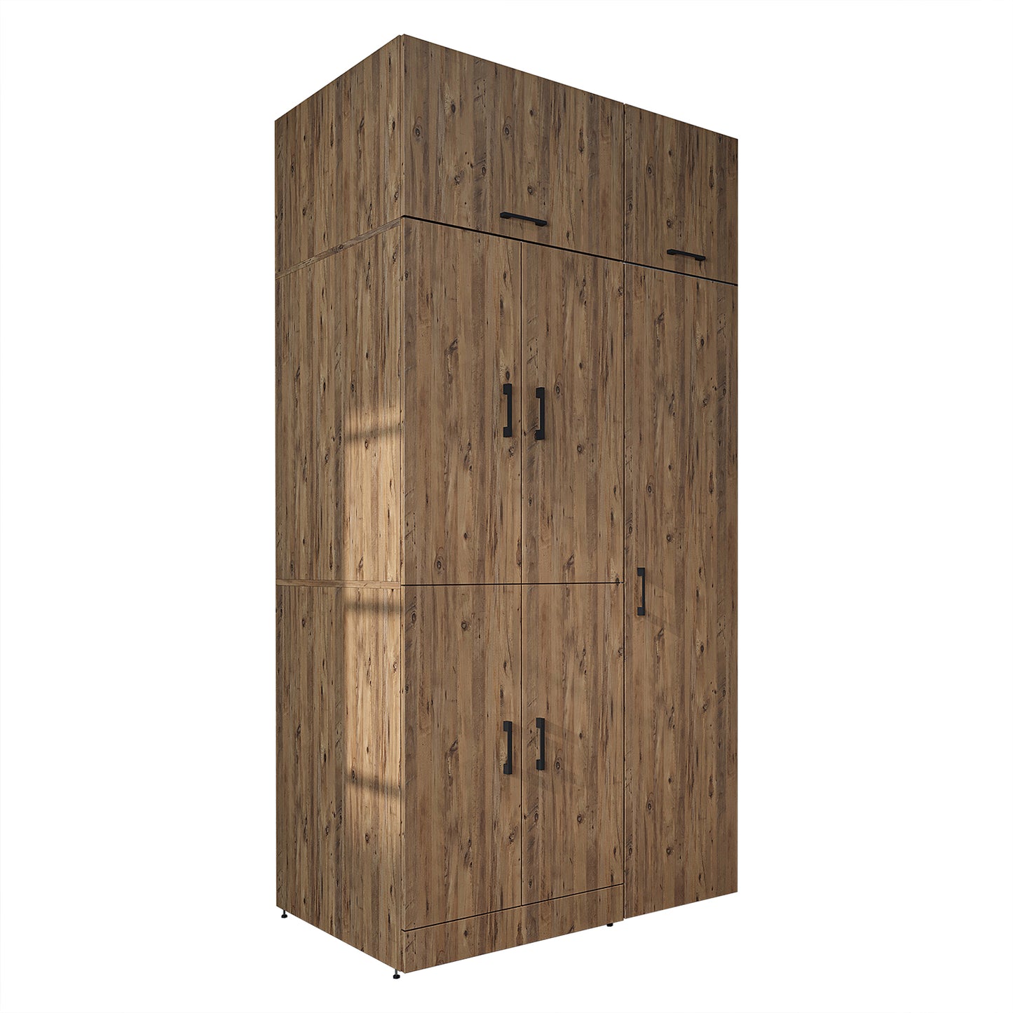 Roomart Waschmaschinenschrank " DORA SET" für Trockner & Waschmaschine, 115 cm breit, in 4 Farben, mit Türen & Ausziehbrett • Weiß • Weiß Eiche • Anthrazit Eiche • Eiche - waschmaschinenschrank, waschmaschinenregal, waschturm, schrank, weiß, waschmaschine